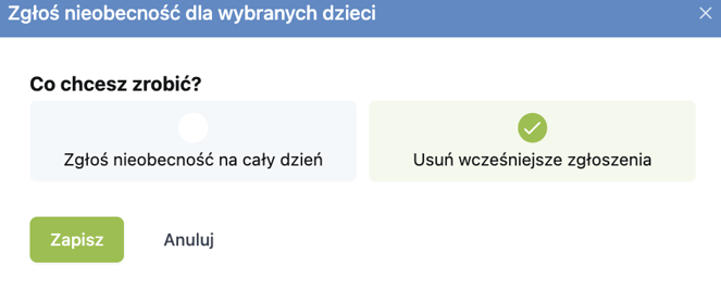 Jak usunąć zgłoszenie nieobecności dziecka z poziomu placówki4