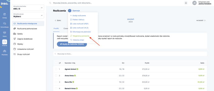 Ponowne generowanie rozliczeń1